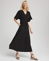 Flutter-Sleeved Jersey Maxi Dress