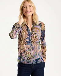 Paisley Semi-Sheer Crinkle Mesh Top