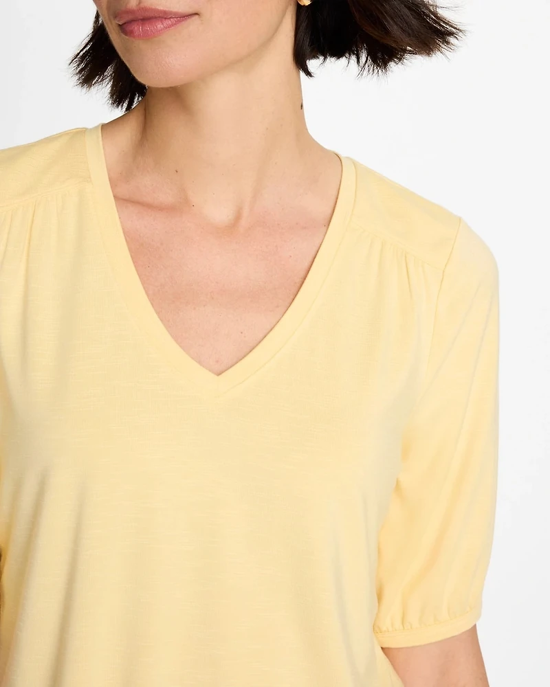 Shirred Elbow Sleeve Tee