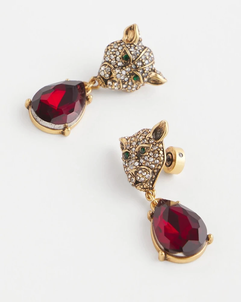 Jaguar Red Faceted Drop Earrings