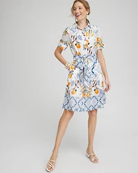 Silk Blend Tropical Shirt Dress
