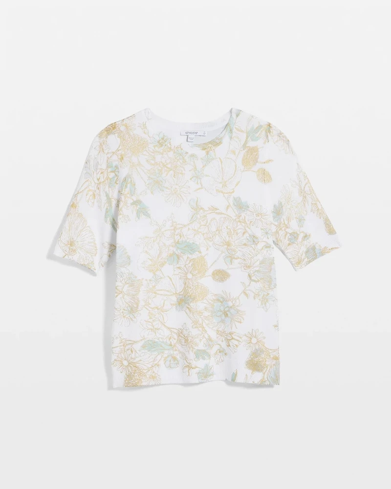 Gold Foil Cotton Sweater Tee