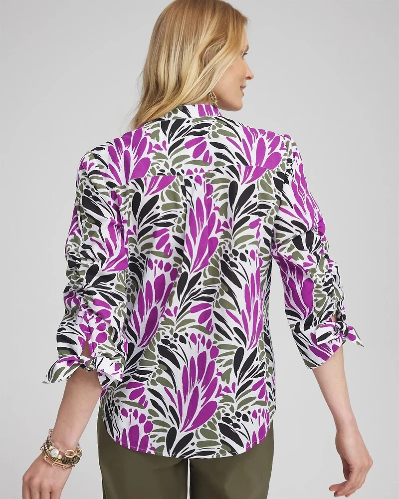 Ruched Sleeve Floral Blouse