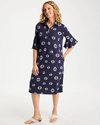 Printed Ponte Flounce Sleeve Dress