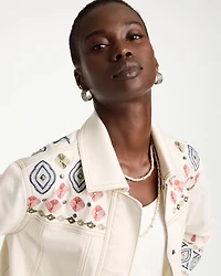 Cropped Embroidered Denim Jacket