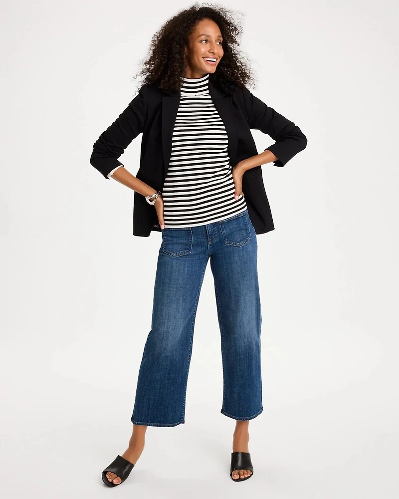 Ella Button-Sleeve Turtleneck Sweater