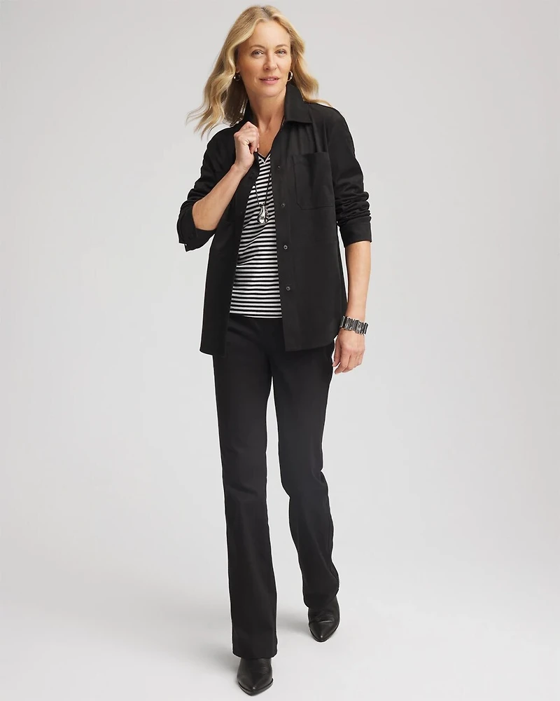 Suede Collared Long-Sleeved Shacket