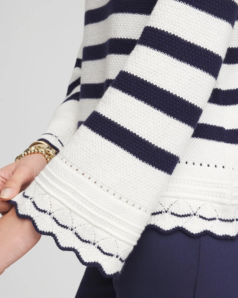 Striped Eyelet Pointelle Pullover