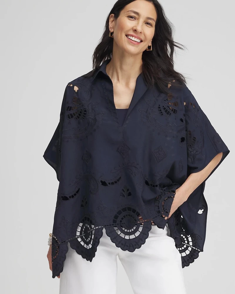 Eyelet Poncho