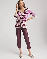 Intarsia Knit V-Neck Pullover Sweater