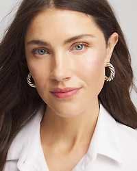 Silver Twisted Hoop Earrings