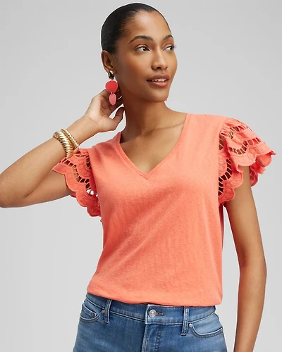 Tiered Eyelet Sleeve Top