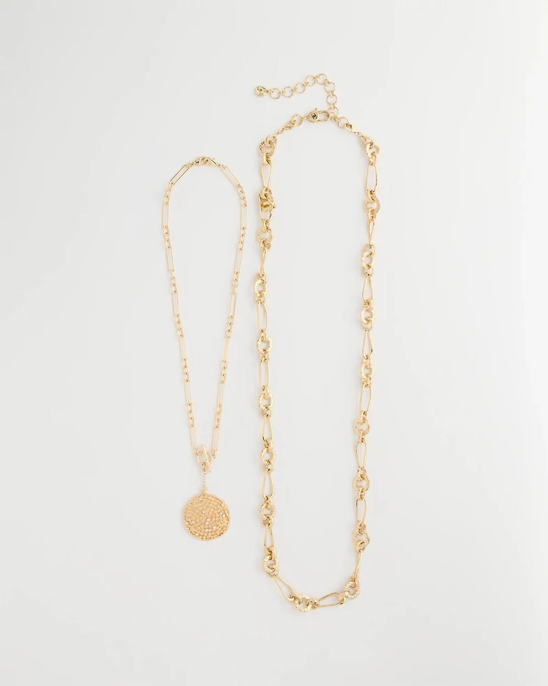 Sea Foam Medallion Double-Strand Pendant Necklace