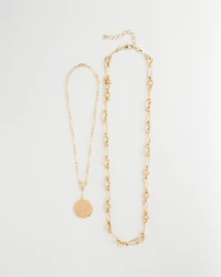 Sea Foam Medallion Double-Strand Pendant Necklace