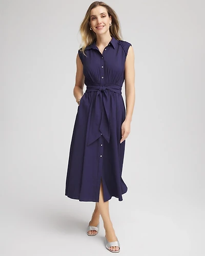 Smocked-Waist Shirtdress