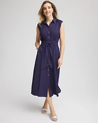 Smocked-Waist Shirtdress