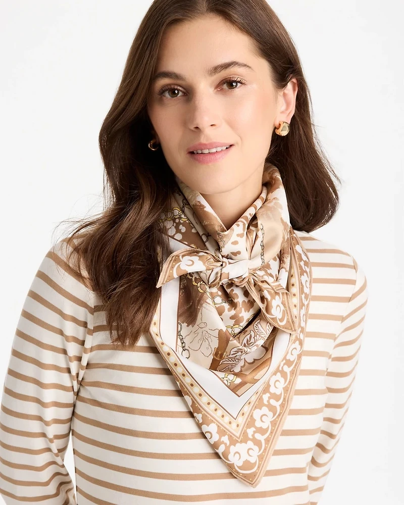 Neutral Printed Square Scarf