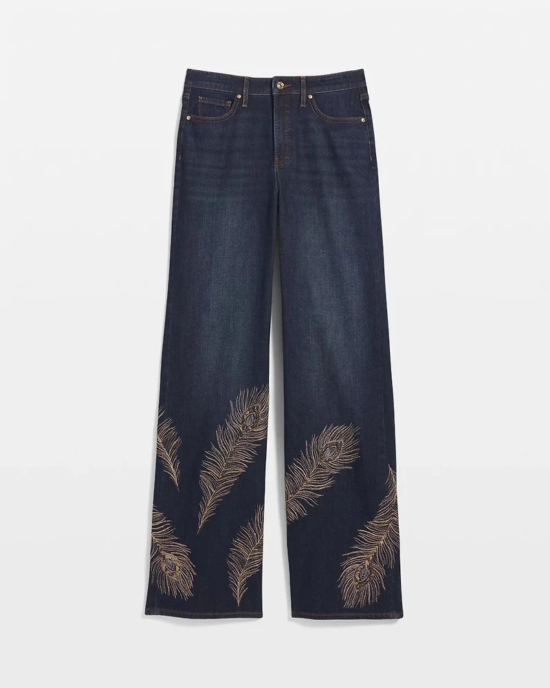 Embellished High-Rise Wide-Leg Jeans