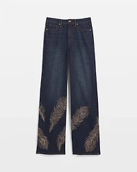 Embellished High-Rise Wide-Leg Jeans