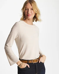 Textured Long Sleeve Cowlneck Tee