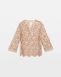 Mixed-Media Medallion Lace Top