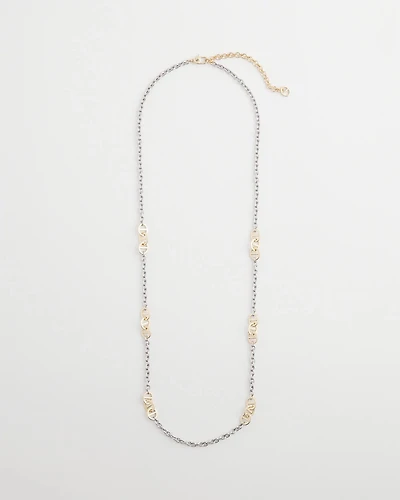 Mixed Metal Link Long Necklace