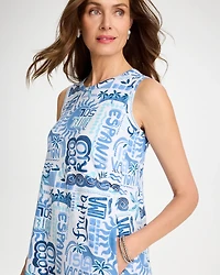 Soft-Stretch Sleeveless Tropical Dress