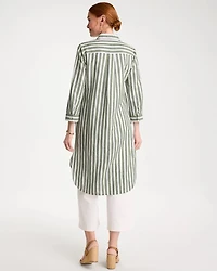 Striped Linen-Cotton Collared Tunic