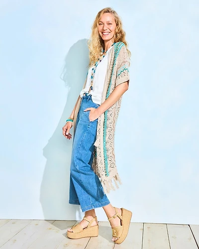 Rainbow Crochet Pointelle Vest