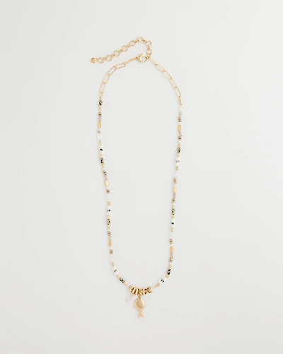 Coral Jade Stone Charm Necklace