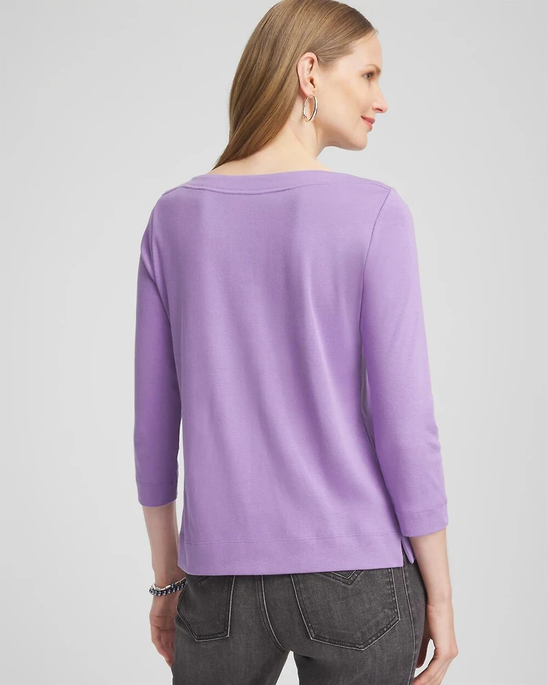 3/4 Sleeve Bateau Neck Tee