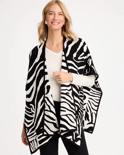 Jacquard Zebra Open-Front Ruana