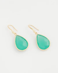 Green Teardrop Fishwire Earrings