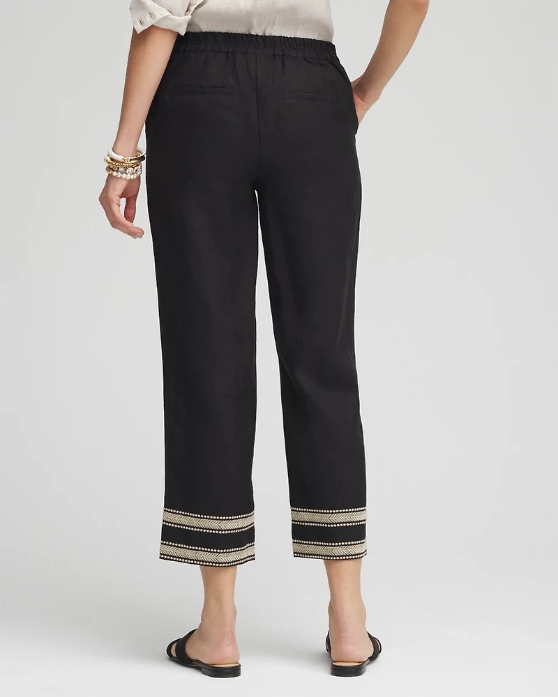 Linen Elastic Waist Cropped Pants