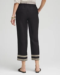 Linen Elastic Waist Cropped Pants