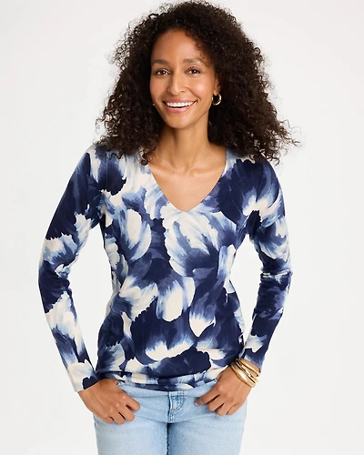 Ella V-Neck Floral Pullover Sweater