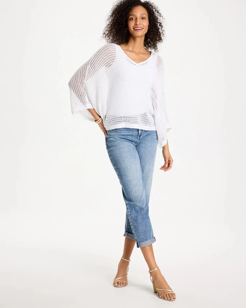 V-Neck Metallic Knit Poncho