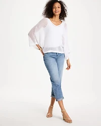 V-Neck Metallic Knit Poncho