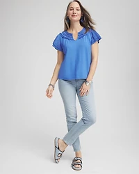 Touch of Cool™ Layered Pleated Flutter Tee
