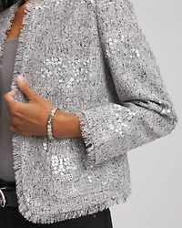 Silver Sequins Tweed Jacket