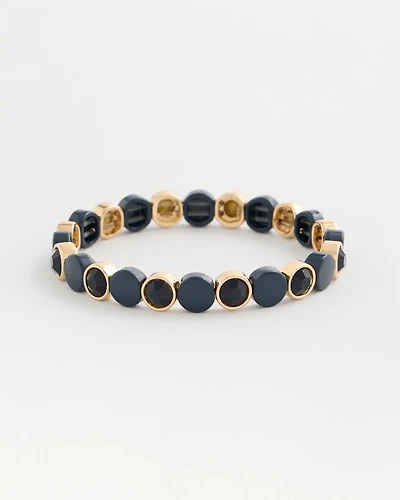 Navy Enamel Stretch Bracelet
