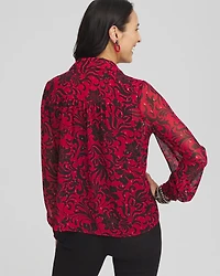 Chiffon Ruffle Neck Blouse
