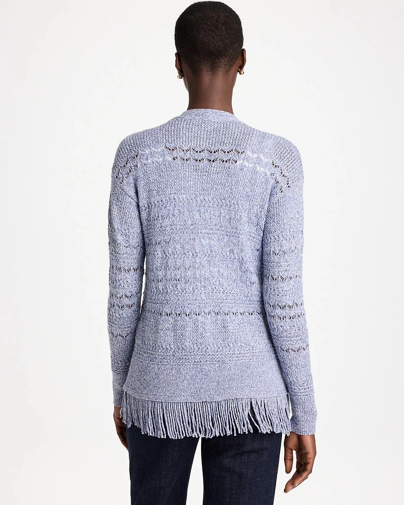 Fringed Long-Sleeve Cardigan
