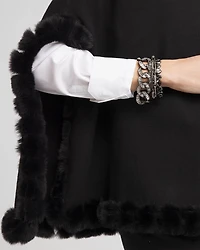 Faux Fur Trim Cashmere Blend Poncho