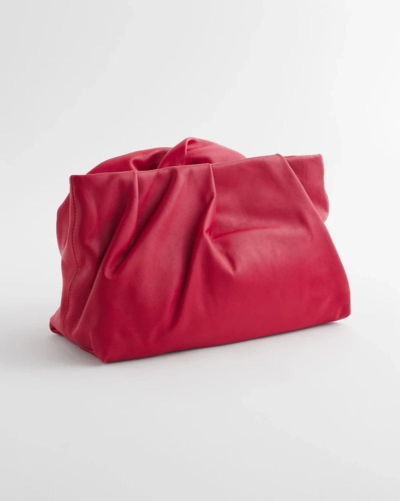 Red Leather Rose Clutch