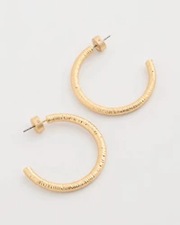Goldtone Textured Hoop Earrings
