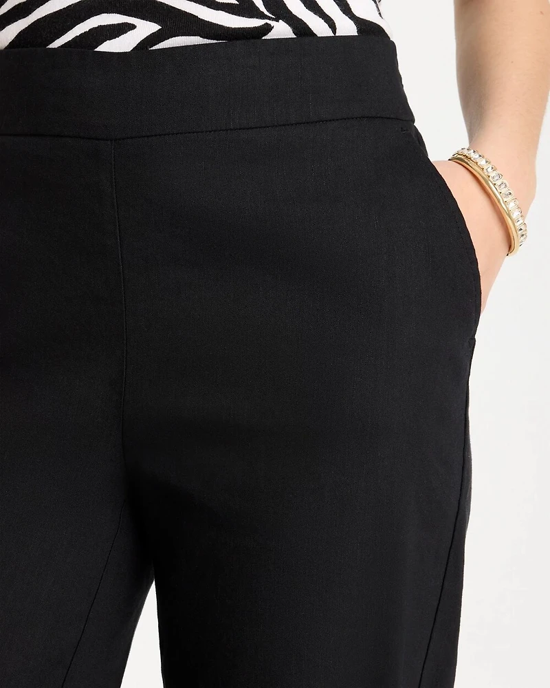 Pull-On Wide-Leg Linen Pants