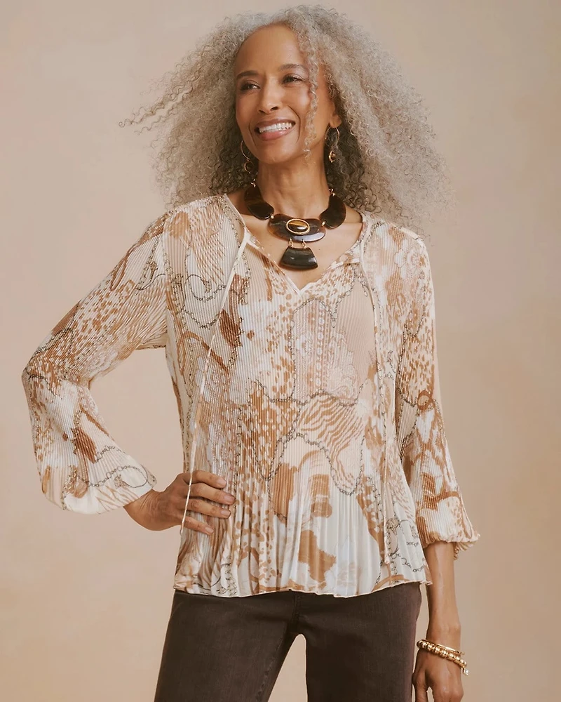 Georgette Pleated Popover Blouse