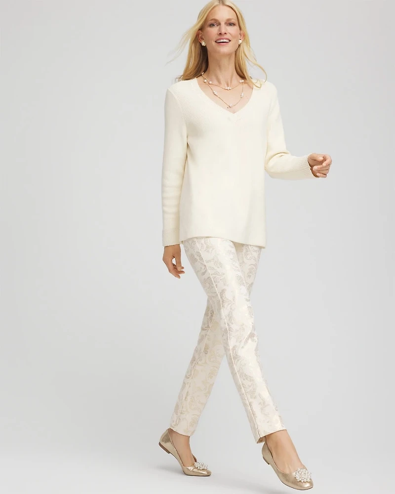 Juliet Golden Foiled Slim Ankle Pants