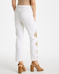 Girlfriend Slim Raffia Palm Crop Jeans